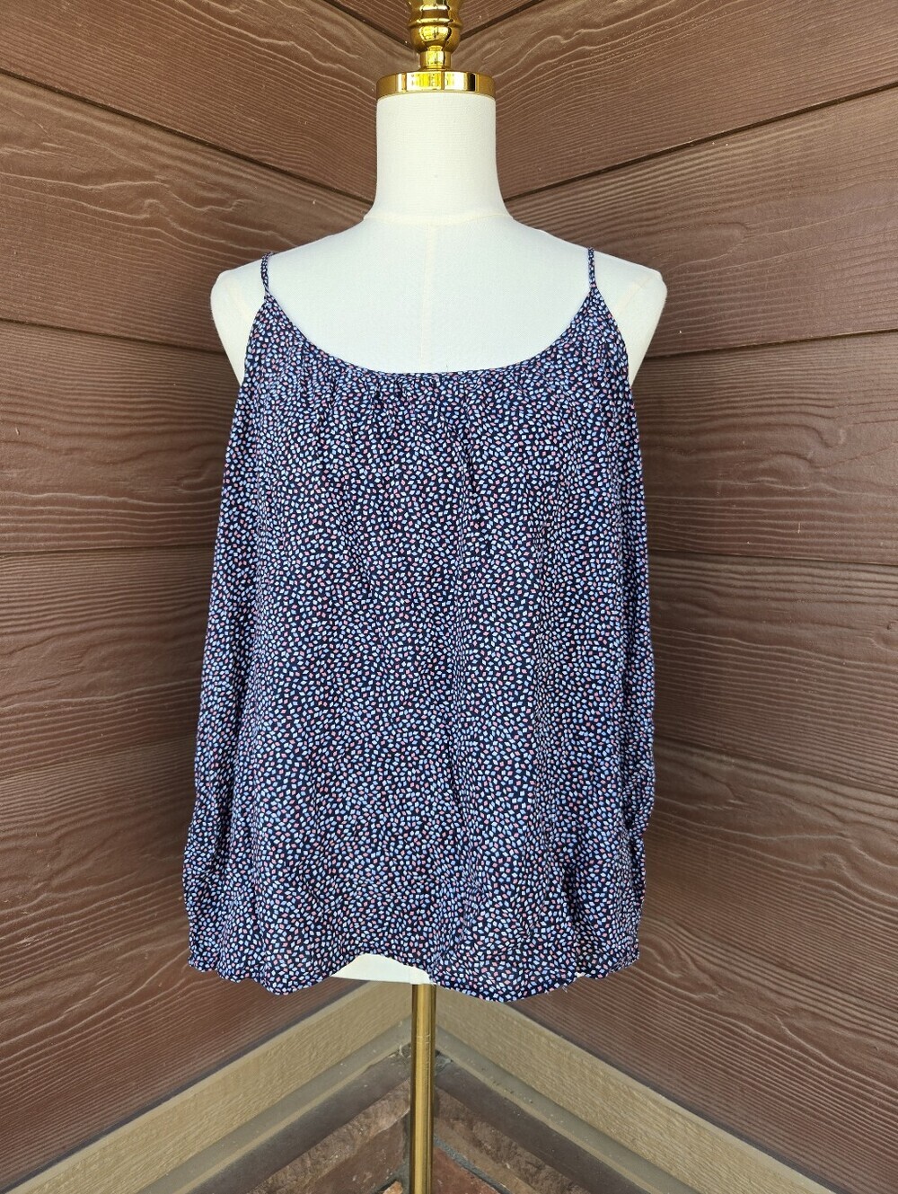 GAP Women's Navy Geometric Print Spaghetti Strap Tank Top Size XL EUC